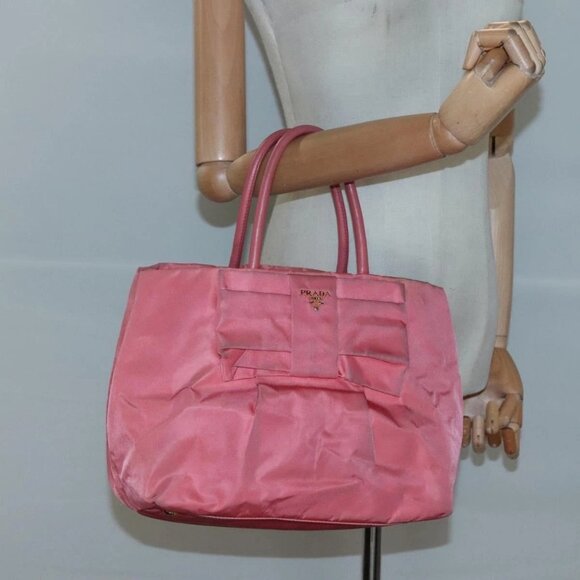 PRADA Tote Bag Nylon Pink Gold Auth - Picture 1 of 16